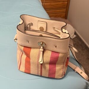 Kate Spade Cream and Pink Striped Backpack